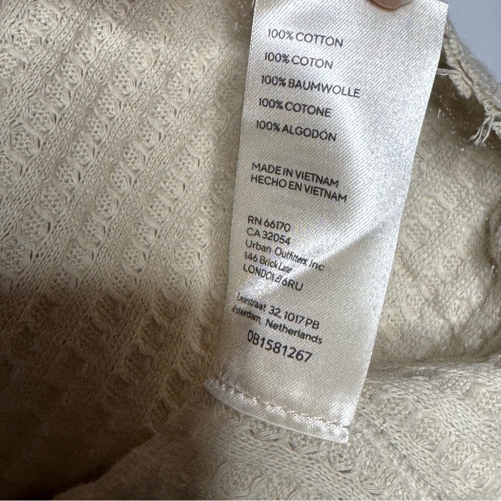 Free People Waffle Knit Cowl Neck Cream Sweater — S - Picture 6 of 9